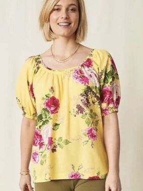Matilda Jane Yellow Floral Puff-Sleeve Blouse